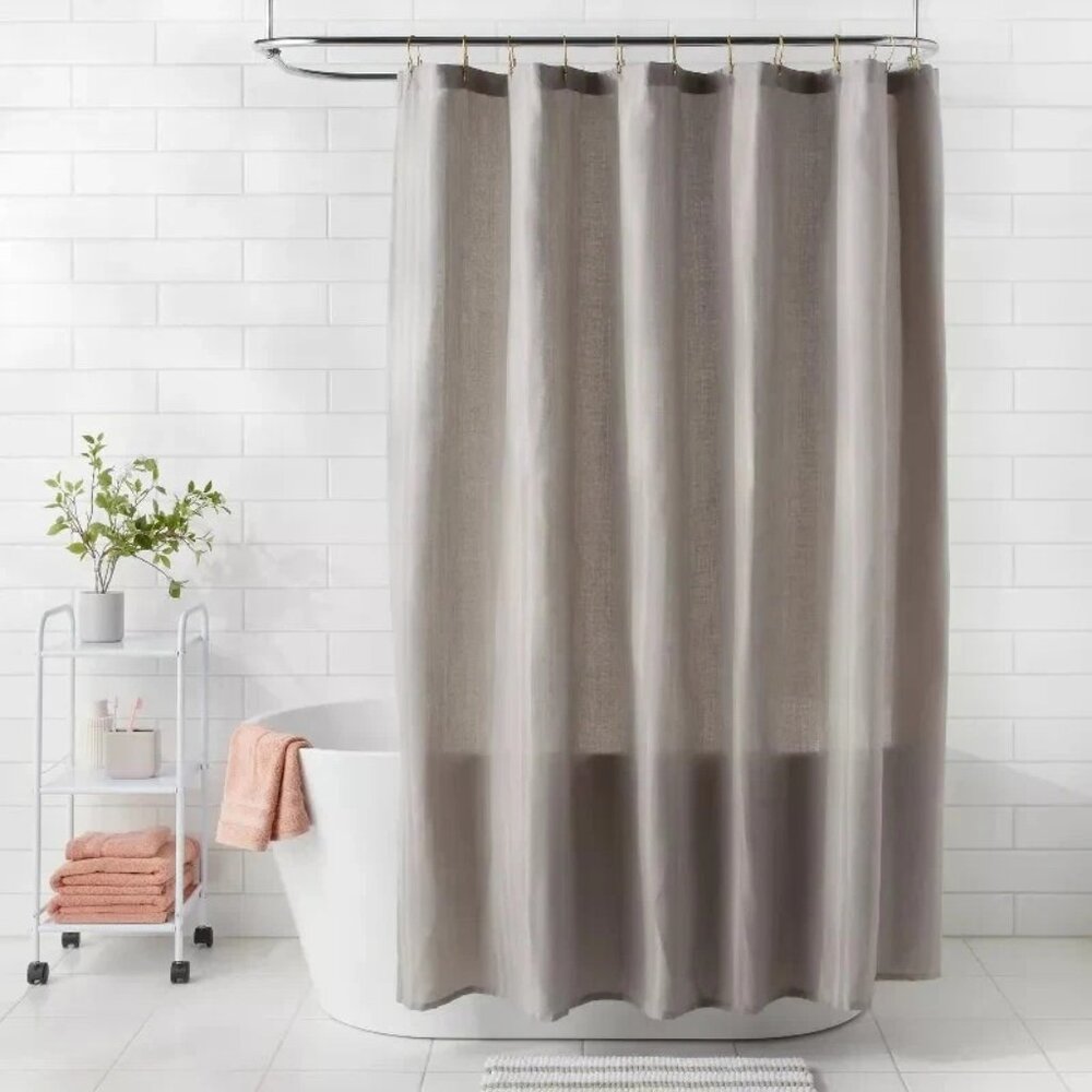 Herringbone Fabric Shower Curtain 72"x72" - Room Essentials, Gray